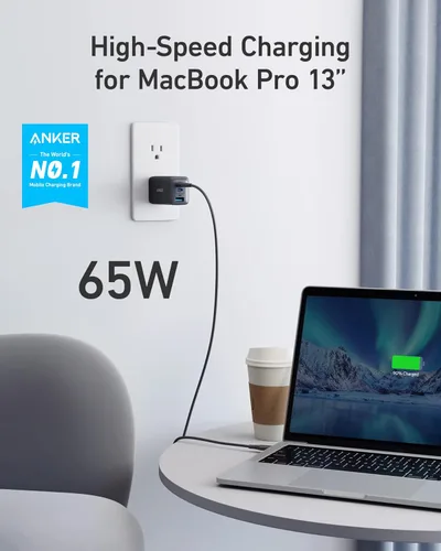 Vista 2 de Anker Bloque de cargador USB C de 3 puertos máximo de 65 W, cargador