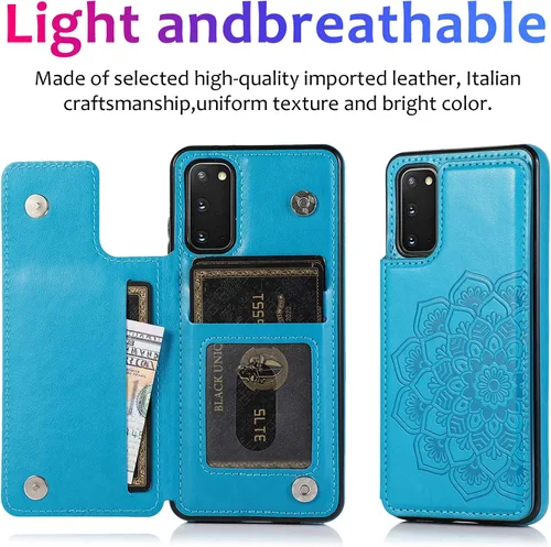 Vista 5 de Asuwish Funda compatible con Samsung Galaxy S20 Plus Glaxay S20+ 5G y protector de pantalla de vidrio templado con ranura para tarjetero, soporte