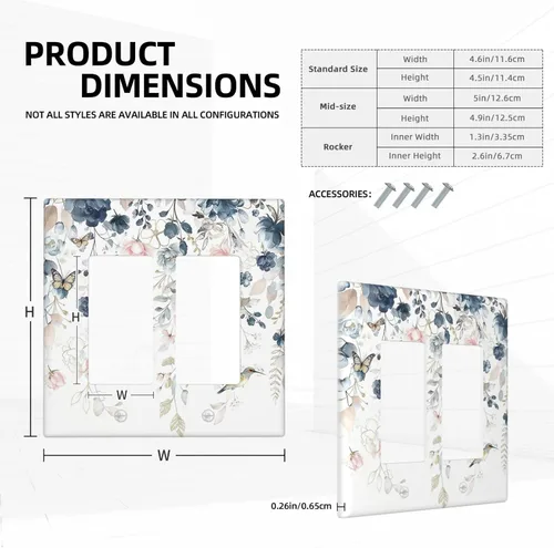 Vista 94 de Decorative Outlet Covers Blue Background White Cat Daisy Floral 2-Gang 1-Gang Wall Plate Single Toggle/Rocker Farmhouse Style Light Switch Covers