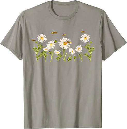 Vista 27 de Marguerites Daisy - Camiseta de verano con margaritas de jardín de flores, Negro, S