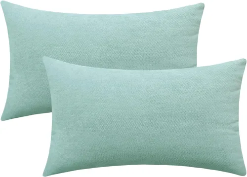 Vista 60 de Jeneoo - Fundas de almohada decorativas rojas brillantes de chenilla suave, fundas de cojín cómodas y sólidas para sofá de sala de estar