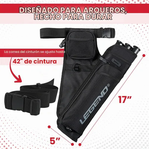 Vista 5 de LEGEND First Archery - Funda para flechas, carcaj de cadera con cinturón ajustable y 3 tubos de flecha, material de nailon duradero con ranura en T