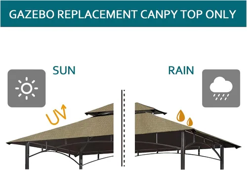 Vista 6 de Toldo de Repuesto para Pérgola de Parrilla - Wonwon Techo de Pérgola 5x8 pies Cubierta de Techo de BBQ de Doble Nivel al Aire Libre Refugio de Caqui