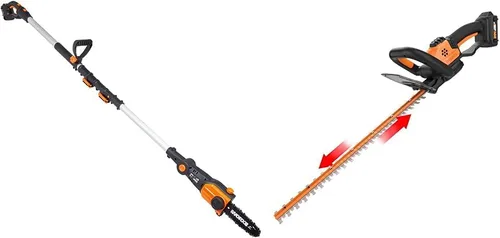 Vista 9 de WORX Sierra de poste Power Share de 20 V y paquete de cortasetos de 22 pulgadas (solo herramienta WG349.9 y WG261.9)