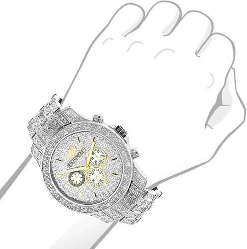 Vista 3 de LUXURMAN Reloj de diamante genuino para hombre 125 ctw de diamantes ACERO