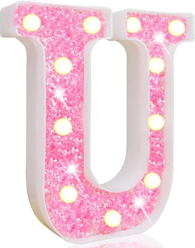 Vista 51 de Pooqla Luces de números de marquesina, números de luz rosa para niñas de 10.º cumpleaños, funciona con pilas, luz nocturna de número con purpurina