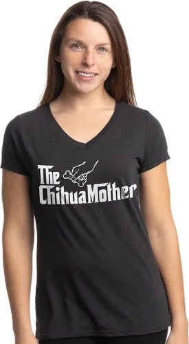 Vista 2 de The Dogmother Divertida camiseta con cuello en V para mujer, con cuello en V