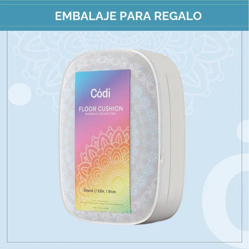 Vista 6 de Codi - Cojín de suelo para meditación, grande y redondo para adultos, diseño bohemio de mandala para exteriores, chimenea, yoga, sala de estar, 32