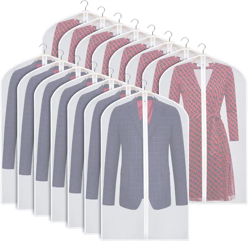 Vista 8 de Zilink Bolsas de ropa transpirables para abrigo de piel de 43", bolsas de traje para almacenamiento en armario, fundas transparentes para chaqueta