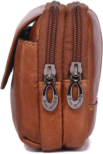 Vista 4 de Leather Phone Belt Bag Holster Pouch for Men Loop Flip Coin Purse Case Cell Phone Waist Pack Pouch Case