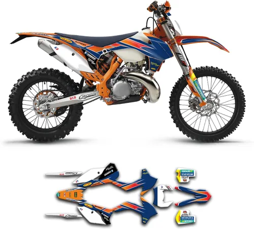 Vista 22 de Kit de calcomanías personalizadas para 125 200 250 300 350 450 500 EXC EXC-F XCW XC-W XCF-W 2014 2015, negro y azul, KTEXCW1416001-KR