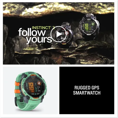 Vista 56 de Garmin Instinct® 3 45mm, pantalla AMOLED, reloj inteligente GPS resistente para exteriores, bisel reforzado con metal, linterna incorporada, hasta