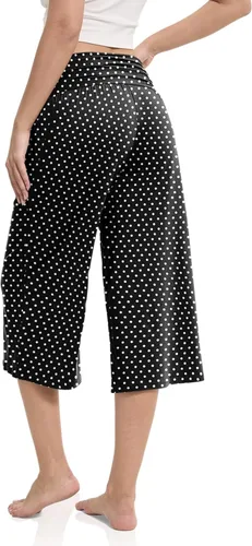 Vista 4 de JZC Women's Pajama Bottoms High Waisted Capri Pants Wide Leg Yoga Pants with Pockets Palazzo Pants for Women