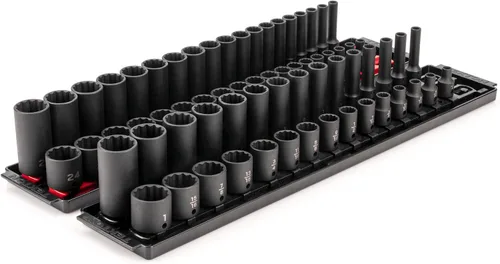 Vista 5 de TEKTON Juego de dados de impacto de 12 puntos de 3/8 pulgadas con rieles y bandeja, 18 piezas (5/16-3/4 pulgadas) SID91212