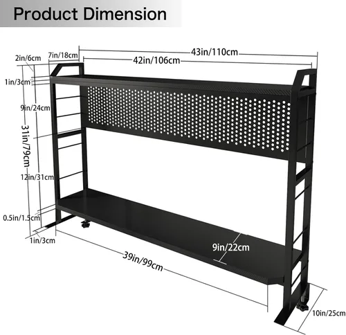 Vista 4 de PROXRACER Soporte ergonómico para monitor para mesas de 42 pulgadas en adelante, estante ajustable, marco de metal libre de óxido, soporta 200