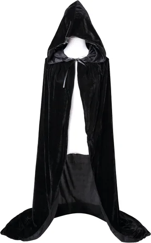 Vista 5 de VGLOOK Capa unisex con capucha para adultos, capa de terciopelo para disfraces de Halloween y cosplay Negro