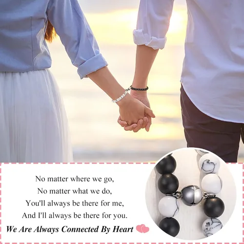 Vista 2 de PINKDODO Couples Bracelets for Boyfriend Girlfriend Women Men Lovers Friends