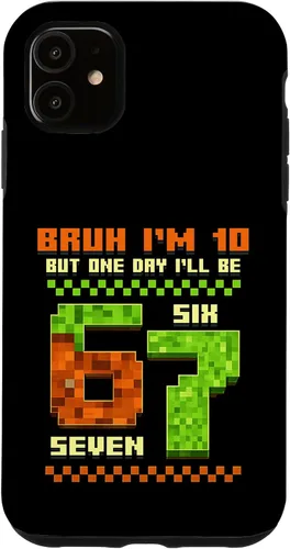 Vista 8 de Bruh I'm 10 But One-Day I'll Be 67 Retro 10th Birthday Kids Case for iPhone XR