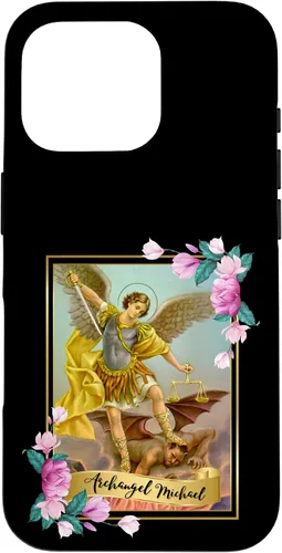 Vista 20 de Funda protectora para iPhone 17, diseño de ángel de la iglesia católica de San Miguel Arcángel