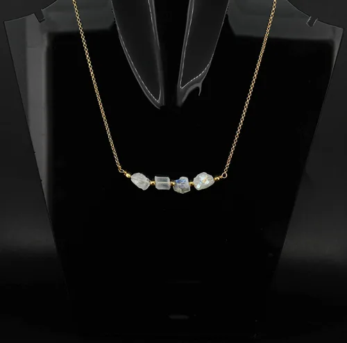 Vista 16 de Gempires Natural Raw Bar Crystals Pendant Necklace Handmade Jewelry 22 inch Adjustable Chain