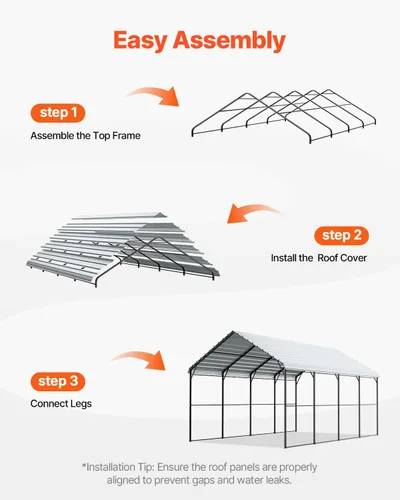Vista 84 de VEVOR Cobertizo Tienda de Almacenamiento Exterior Portátil Resistente de 6 x 8 x 7 pies, Refugio de Cochera Garaje Impermeable con Puerta Enrollable