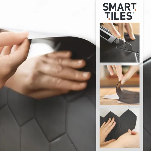 Vista 5 de SMART TILES Protector contra salpicaduras de despegar y pegar - 5 hojas de 11.43" x 8.38" - Azulejo adhesivo 3D de despegar y pegar para protector