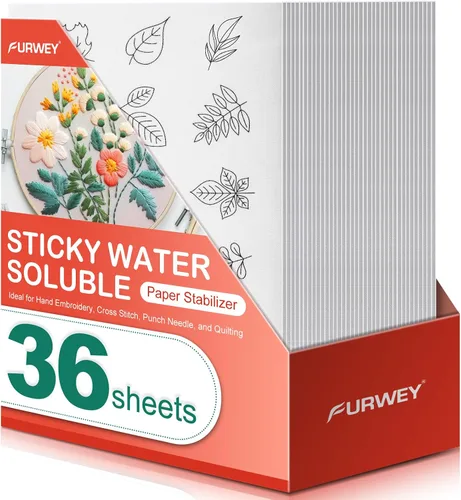 Vista 10 de FURWEY 8 piezas 8.5"x11" Estabilizador de bordado soluble en agua adhesivo, papel imprimible que se disuelve al lavar, permite imprimir o dibujar