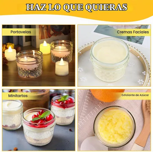 Vista 5 de 40 unidades de tarros Mason de 4 oz con tapas y bandas regulares, tarros pequeños para conservas, tarros de vidrio mini para mermelada, miel