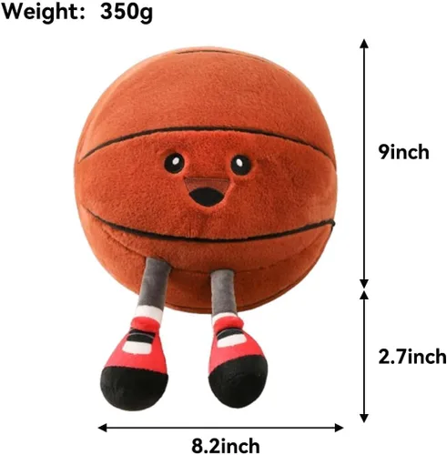 Vista 3 de Divertida almohada de felpa de baloncesto con patas – Lindo juguete de animal de peluche para niños y niñas, regalo de almohada decorativa