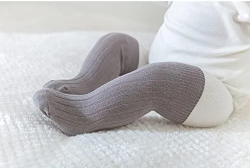 Vista 4 de QandSweat - Calcetines altos unisex para bebé, sin costuras, para niños y niñas, de algodón, uniformes