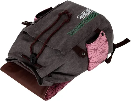 Vista 5 de GLOOMALL Mochila de anime japonés bolsa de hombro de lona con cordón bolsa de viaje Nezuko Kamado