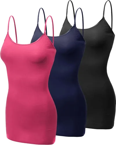 Vista 155 de Emmalise Camisola larga casual básica para mujer, con tirantes ajustables, top en capas