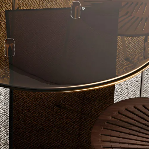 Vista 2 de LAKIQ Moderna mesa de comedor ovalada, mesa de comedor con parte superior de vidrio templado con doble base de plástico, sin sillas