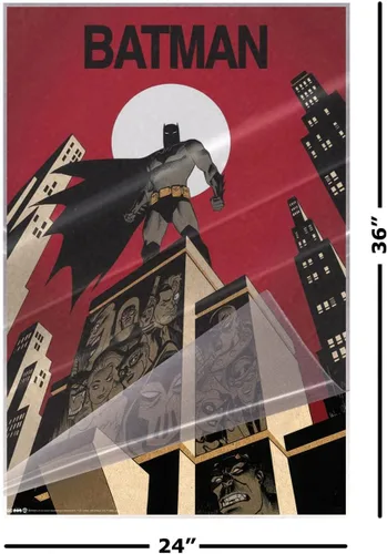 Vista 2 de Batman - Póster de cómic (rascacielos y villanos) (tamaño: 24" x 36") (póster laminado)