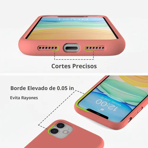 Vista 2 de Funda de silicona líquida compatible con iPhone 11, color coral