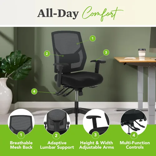 Vista 4 de HON Crio Silla ergonómica de oficina, silla de computadora de escritorio Parte trasera de malla - Inclinación avanzada