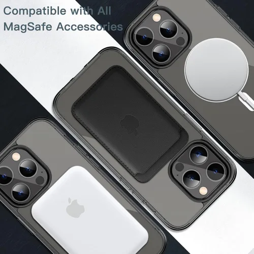 Vista 4 de JETech Funda magnética para iPhone 13 Pro de 6.1 pulgadas, compatible con carga inalámbrica MagSafe, a prueba de golpes, parte trasera transparente