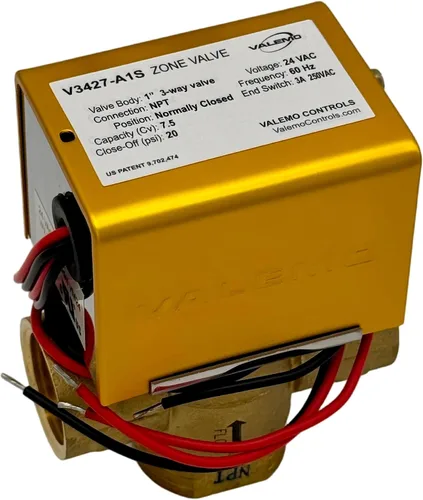 Vista 11 de V3417-A1S Válvula de zona motorizada, 3 vías, 1" sudor, normalmente cerrada, 24 VAC, con interruptor final