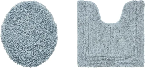 Vista 153 de Better Trends - Juego de 2 alfombras de baño 100% algodón, extra suaves, con borlas, de 17" x 24", alfombra de baño superabsorbente y reversible