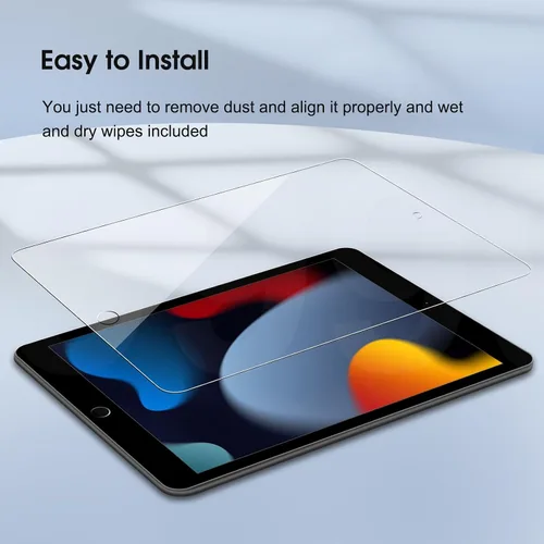 Vista 5 de Qularlans Paquete de 2 protectores de pantalla para iPad de 9ª, 8ª, 7ª generación de 10.2 pulgadas 2021/2020/2019, película de vidrio templado