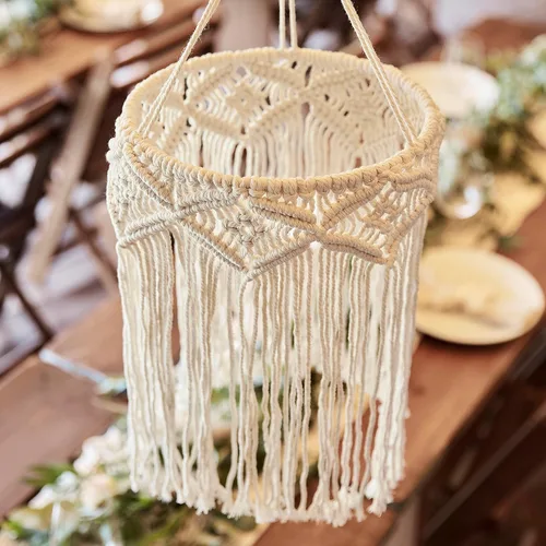 Vista 2 de Ginger Ray Lámpara de araña de macramé hecha a mano para bodas, fiestas o decoración del hogar
