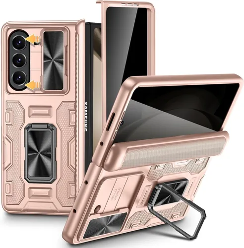 Vista 12 de VEGO Funda para Galaxy Z Fold 4 con Cubierta de Cámara Deslizante y Protección de Bisagra Funda con Protector de Pantalla Soporte Magnético de 360°