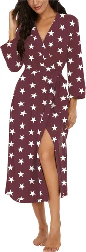 Vista 43 de VINTATRE Bata tipo kimono para mujer, bata larga de punto, ligera, suave, ropa de dormir con cuello en V, casual, ropa de descanso para mujer Verde