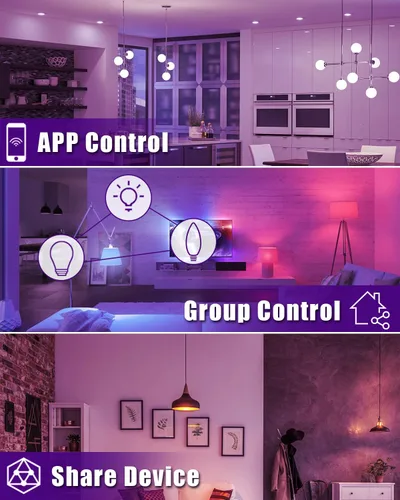 Vista 6 de Paquete de 6 bombillas inteligentes GU10, bombillas LED GU10 de 5 W, cambio de color, regulable, sincronización de música, temporizador, control