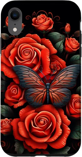 Vista 25 de Cute Butterfly Red Floral Flower Butterfly Rose Case for iPhone 17