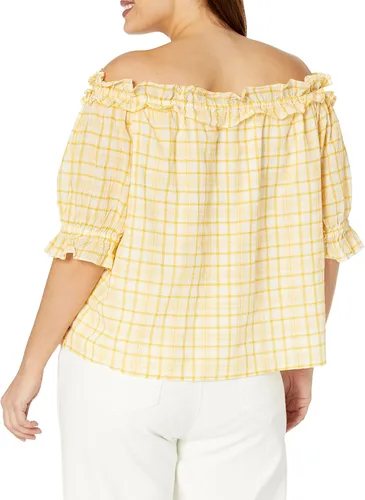 Vista 2 de Tommy Hilfiger Blusa con volantes y hombros descubiertos para mujer