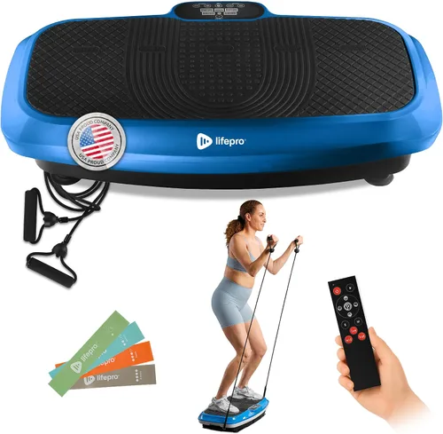 Vista 8 de Lifepro Vibration Plate Exercise Machine for Lymphatic Drainage — Whole Body Vibration Platform with Resistance Bands for Home Workout — Low-Impact
