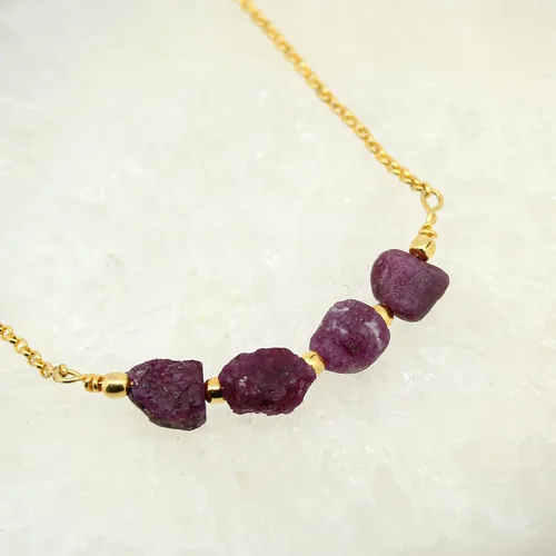 Vista 31 de Gempires Natural Raw Bar Crystals Pendant Necklace Handmade Jewelry 22 inch Adjustable Chain