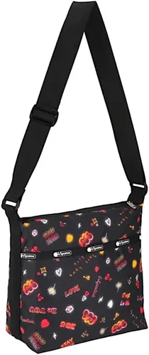 Vista 2 de LeSportsac Stay True Bolso cruzado pequeño estilo hobo estilo 3709color E481, palabras de estilo pop art empoderadoras con efecto de teñido anudado