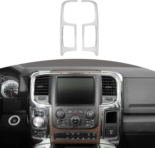 Vista 8 de RT-TCZ Para RAM Fibra de Carbono Consola Central Tablero Aire AC Ventilaciones Trim Cubierta para Dodge RAM 2012-2017 ABS Accesorios Interior 2 unids